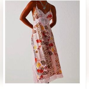 Free People Intimately Slip Dress Pink Lace